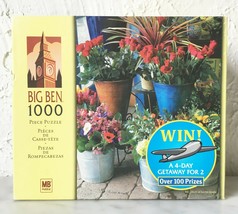 Milton Bradley 2003 Big Ben Buckets of Flowers 1000 Piece Jigsaw Puzzle - NEW - £12.66 GBP