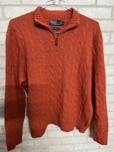 Polo Ralph Lauren Size Xl 100% Italian Lambswool 1/4 Zip Cable Knit Sweater Mens - £50.61 GBP