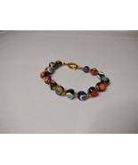 Very Pretty Multicolor Glass Bead Bracelet 7.25 Inches Long - £28.04 GBP