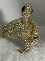 Rhinestone Snake Hinged Bracelet Heavy With Black Eyes 8 1/4” Some Wear Nice! - $21.77