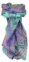 Mulberry Silk Traditional Square Scarf Koyna Teal by Pashmina &amp; Silk - £19.12 GBP