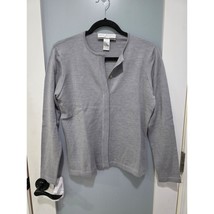 Saks Fifth Avenue The Works Grey Merino Wool Cardigan Sweater M Italy - $25.00
