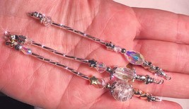 Set of three Mini fairy wands ,  Czech glass , crystal beads, wedding fa... - $20.00