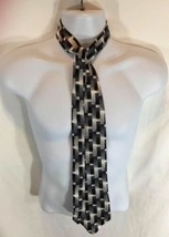 Black White Gray Rectangles Mens  silk Tie Pierre Cardin - £10.62 GBP