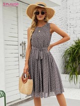 S.FLAVOR 2023 Summer Fashion Polka Dot Printed Dress For Women Vintage O-neck Sl - £55.79 GBP