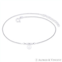 6mm Peace Sign Charm &amp; 1mm Thin Box Link Italy .925 Sterling Silver Chai... - $25.34