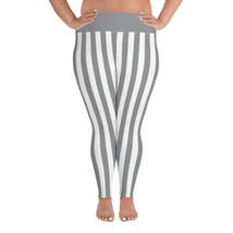 Color Trends of 2021 Ultimate Gray &amp; White Strips All-Over Print Plus Size Leggi - £32.68 GBP