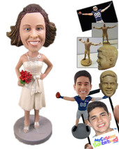 Personalized Bobblehead Bride In Her Wedding Outfit With A Bouquet In Hand - Wed - £72.74 GBP