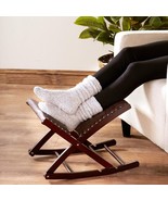 Rocking Foot Rest Stool Padded Ottoman Foldable Upholstered Improves Cir... - £39.48 GBP