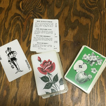 Vintage double deck playing cards apple print rose flower print craft supply - £15.73 GBP