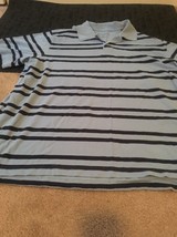 Eddie Bauer Men&#39;s Blue Striped Short Sleeve Polo Shirt Top Size XXL - £33.19 GBP