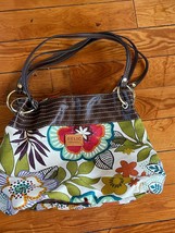 Relic Earthtones Floral Fabric Purse with Faux Brown Leather Accents Han... - $19.39