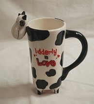 Whimsical Holstein Cow by Ganz Hot Chocolate Mug Udderly in Love Country... - £15.76 GBP