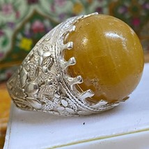 raw stone of sharaf shams 925 sterling silver ring natural aqeeq agate شرف الشمس - £51.78 GBP