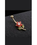 14k Oro Amarillo Chapado Piercing Flores Piercing Ombligo Vientre Botón ... - $129.12 CAD