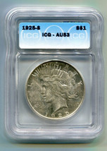 1925-S Peace Silver Dollar Icg Au 53 Nice Original Coin Premium Quality Pq - £94.39 GBP