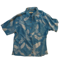 Tommy Bahama  silk short sleeve button shirt men tropical flowers palm l... - £14.72 GBP