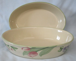 Pfaltzgraff Garden Party Oval Serving Baker or Bowl 10&quot;, Pair - £24.41 GBP