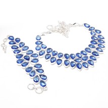 Tanzanite Quartz Pear Shape Handmade Fashion Ethnic Necklace Set Jewelry SA 4565 - £27.72 GBP