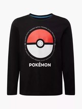 Pokémon Long Sleeve T-Shirt, Black Cotton Top with Poké Ball Design, 8-9... - $380.89 MXN