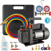 Air Vacuum Pump HVAC with R134A R410A Kit AC A/C Manifold Gauge Set for ... - $209.28