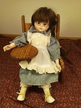 House of Lloyd Doll  School Girl  Desk Books Vintage Porcelain Face Hands 16&quot; - £10.74 GBP