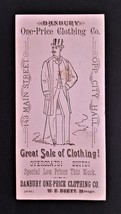 1880s antique DANBURY ONE-PRICE CLOTHING Co ct FASHION w RR TIMETABLE mg... - £53.93 GBP