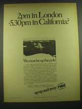 1968 TWA Airline Ad - 2pm in London - 5.30pm in California? - £14.76 GBP