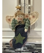 Vintage Primitive Angel Doll In Christmas Stocking - Farmhouse Retro  De... - $178.39 MXN