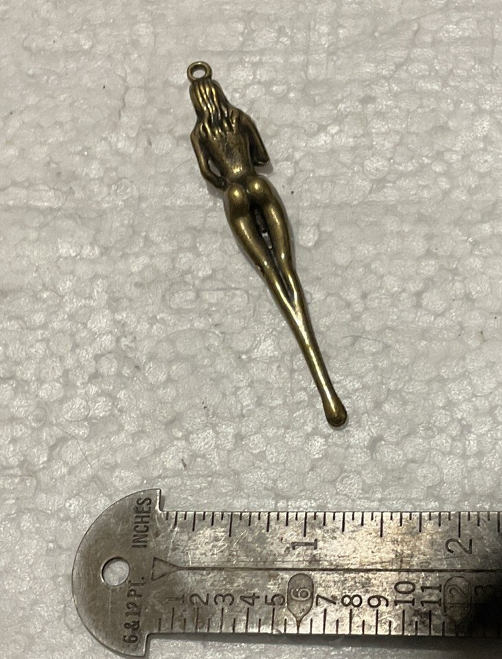 Nude Figural Woman Design Mini spoon Pendant 3” Bronze Heavy Detailed Piece Item image 4