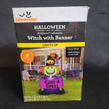 Inflatable Witch w/Banner Airblown Light-Up Halloween Decoration  4ft Ta... - $28.70