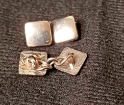 Vintage Classic Silver Tone Smooth Square Cuff Links - £9.69 GBP