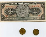 Banco de Mexico Un Peso 1967 Series HE &amp; 2 Cinco Centavo Coins 1955 &amp; 1958  - £7.89 GBP