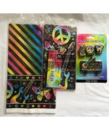 Rock N Roll Musical Birthday Set Neon Table Cover 4 Candles 7 Treat Bags... - $16.19 CAD