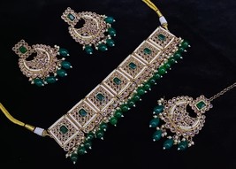 Kundan Wear High Quality Muslim Punjabi Bridal Earrings Jewelry Necklace Set - $47.03