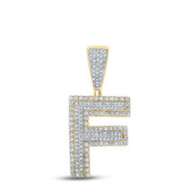 10kt Two-tone Gold Mens Round Diamond Initial F Letter Charm Pendant 3/4 Cttw - £673.38 GBP