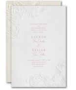 Embossed Flourish Wedding Invitations Pearlized Paper Raised Thermography Print - £210.31 GBP