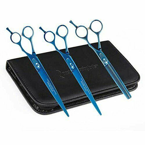 5200 Series Blue Titanium 3 PIECE GROOMERS SHEAR SET for Grooming Dogs VALUE