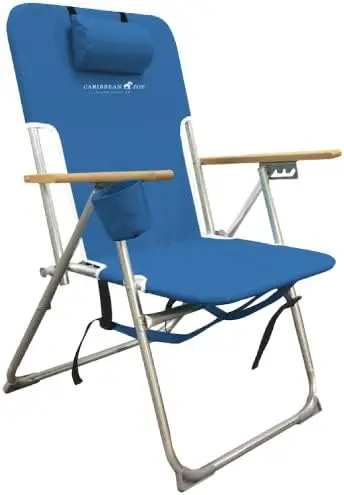Caribbean Joe Folding Beach Chair, 4 Position Portable Backpack Foldable Camping - £75.81 GBP