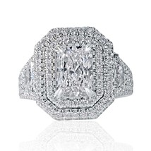 GIA 2.06CT D-VVS2 Radiant Labo Grown Bague Diamant 14k or Blanc (4.02 Carats) - £3,865.81 GBP