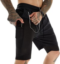 Diqqid Mens Workout Running Shorts 2 In 1 Quick Dry Gym Yoga Athlethic 7 Inch - $40.92