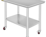 Mophorn Stainless Steel Work Table 36x24 Inch with 4 Wheels Commercial F... - $113.04