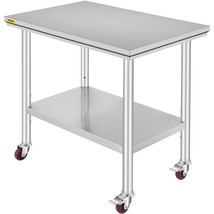 Mophorn Stainless Steel Work Table 36x24 Inch with 4 Wheels Commercial F... - £93.60 GBP
