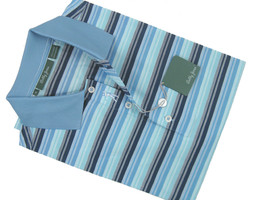 NEW Bobby Jones Golf (Polo) Shirt!  L  Turquoise Navy Stripe   Mercerized Cotton - £39.50 GBP