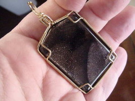 (#DW-916) Chocolate Goldstone Glass Pendant Jewelry Sparkle Wired - £31.60 GBP