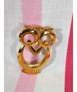 Charming Vintage Gold Big Eyed Owl Design Pin Back Brooch - £9.61 GBP