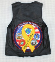 Defending Freedom Support our Troops Adult Sze 38 Black Leather Motorcyc... - $65.09