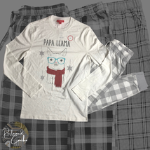 Family PJs Macys Men White Papa Llama Christmas Holiday 2 Piece Pajamas Set Sz S - £31.97 GBP