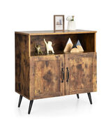 Mid-century Wooden Storage Cabinet Wine Glass Holders-Rustic Brown - Col... - $247.00