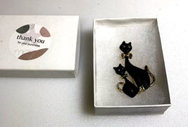 Brooch WithTwo Black And Shiny Tuxedo Cats Ready For A Formal Date - £17.51 GBP